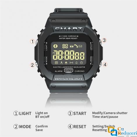 Ceas Smartwatch LOKMAT EX16T, display 1.21 inch, rezistent la apa IP68(5 ATM), capacitate baterie 220mAh, pendometru, masoara pasii parcursi, distanta si arderea caloriilor