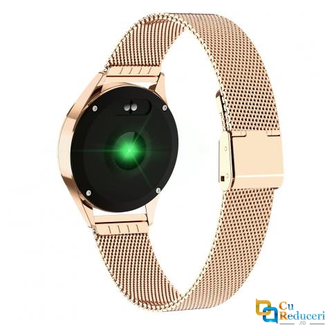 Ceas Smartwatch Kingwear KW20 Gold, rezistent la apa IP68, 64KB Ram + 512KB ROM, display 1.04 inch TFT cu touch screen, rezolutie 240 * 198 pixeli, capacitate baterie 120mAh