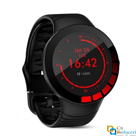 Ceas smartwatch Kingwear E3, display 1.28 inch cu touch screen, rezolutie 240 x 240 pixeli, baterie 200mAh, rezistent la apa IP68, functii de monitorizare a sanatatii