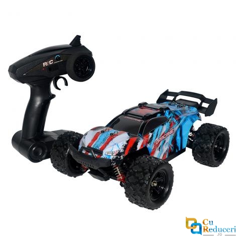Masina cu telecomanda JJRC HS18321 albastra, 4x4, scara 1:18, viteza maxima 36 km/h, acumulator 7.4V 1200mAh, timp de utilizare ~20 min