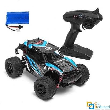 Masina cu telecomanda JJRC HS18312 albastra, 4x4, scara 1:18, viteza maxima 36 km/h, acumulator 7.4V 1200mAh, timp de utilizare ~20 min