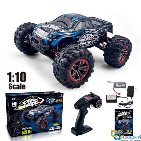 Masina cu telecomanda JJRC N516 albastra, 4WD, 1:10, 2.4G, viteza maxima ~46km/h, acumulator 7.4V 1600 mAh Li-Ion, autonomie ~10-15min