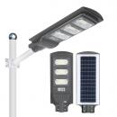 Lampa solara stradala 90W, 150 Led-uri SMD, panou solar incorporat, acumulator, senzor de miscare si lumina, telecomanda cu functii multiple, brat de montare inclus, baterii telecomanda incluse