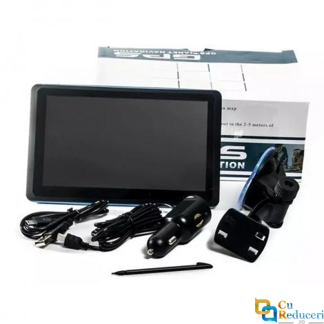 Navigator GPS 7075, 7 inch cu touch screen, memorie 8GB, cache 256M, rezolutie 800 x 480 pixeli, capacitate baterie 1800 mAh, harti IGO/Navitel, harta Europei + actualizari pe viata a hartilor