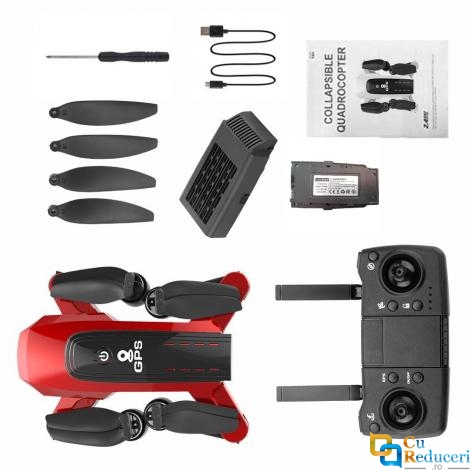 Drona CSJ M818 cu 2 acumulatoare, wifi 5G, buton de Return To Home, camera 4K HD cu transmisie live pe telefon, GPS, brate pliabile, capacitate baterie 7.4V 2200 mAh, autonomie zbor ~ 25 de minute