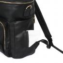 Set 6 piese Rucsac pentru mamici din piele ecologica, geanta cosmetica, salteluta pliabila, bretele pentru atasarea la carucior, curea de umar, suport termoizolant, negru, 3 modalitati de purtare, impermeabil
