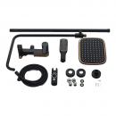 Coloana de dus cu 3 functii, material alama sanitara, Momali, design modern, culoare negru si auriu rose