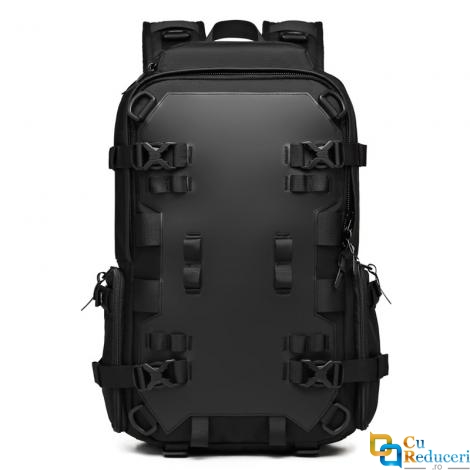 Rucsac multifunctional Ozuko, pentru drumetii, camping, calatorii,  suport pentru casca de motocicleta, skateboard, impermeabil, rezistent la uzura, negru