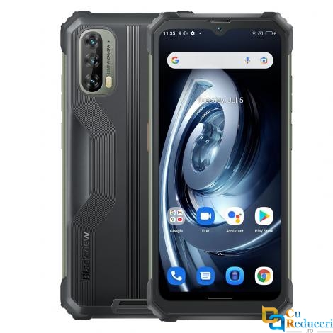 Telefon mobil Blackview BV7100, Negru, 4G, Display FHD+ de 6,583 inch, Memorie RAM: 6GB + 4GB extensibil, ROM: 128GB, Camera tripla (12 Mpx, 8 Mpx, 2 Mpx) Android 12, Baterie 13000 mAh, Dual SIM, Carcasa inclusa