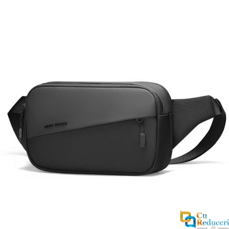 Geanta crossbody, Mark Ryden, 3,3 L, o singura curea, impermeabila, sistem antifurt, unisex, spatioasa, compatibila cu iPad 9.7 inch, neagra