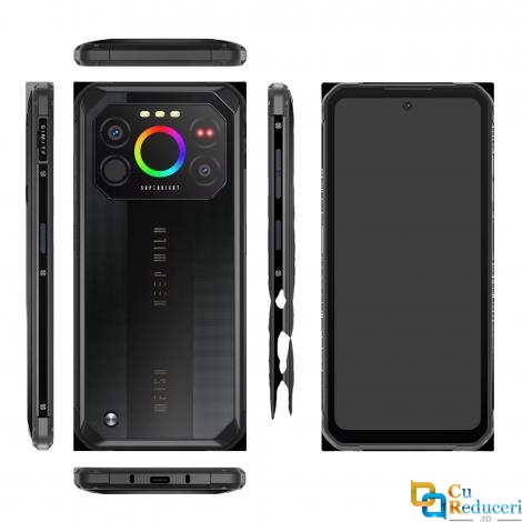 Telefon mobil IIIF 150 Air1 Ultra+, Night Vision, 12GB RAM, 256GB ROM, 4G, 6.78 inch FHD+, Android 12, MTK G99, NFC, capacitate baterire 7000mAh, Dual SIM, Negru