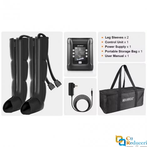 Aparat de masaj cu aer pentru picioare, CINCOM,  drenaj limfatic, amelioreaza durerilor musculare, baterie reincarcabila, cu 3 moduri de masaj si 3 intensitati reglabile, imbunatateste circulatia sangelui, amelioriaza oboseala, drenaj limfatic