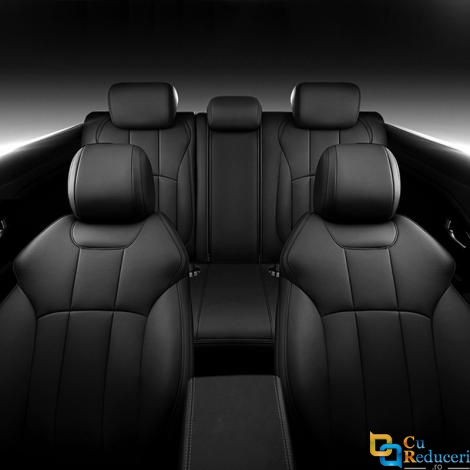 Set huse scaune auto, universale, material piele ecologica, respirabila, scaune fata, spate, tetiere, culoare negru 