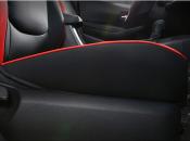 Set huse scaune auto, material piele ecologica, scaune fata, spate, tetiere, universale, culoare negru cu rosu, 14 piese