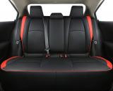 Set huse scaune auto, material piele ecologica, scaune fata, spate, tetiere, universale, culoare negru cu rosu, 14 piese