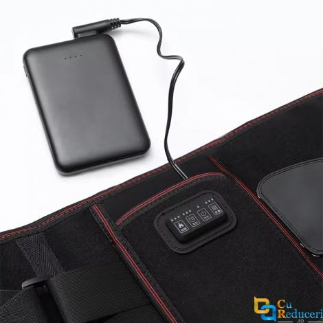 Centura pentru masaj cu incalzire, pentru ameliorarea durerilor lombare si abdominale, relaxare musculara, 3 viteze de masaj, 3 nivele de intensitate pentru caldura 45/55/65℃