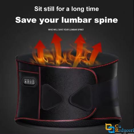 Centura pentru masaj cu incalzire, pentru ameliorarea durerilor lombare si abdominale, relaxare musculara, 3 viteze de masaj, 3 nivele de intensitate pentru caldura 45/55/65℃