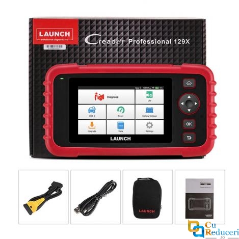 Tester Auto Profesional, CRP129X V2.0, Launch, 12 functii de resetare si 4 Sisteme de diagnosticare, OBD2, EOBD, JOBD, KOBD, display 5 inch, Android 8.1, 2GB RAM + 32GB Stocare, baterie 6100 mAh, actualizare gratuita pe viata