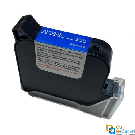 Cartus inkjet pentru imprimanta de mana portabila tip pistol, cu uscare rapida, tus alb, potrivit pentru suprafete multiple, pentru coduri de bara, logo, date expirare, dimensiune imprimare 1-12.7mm