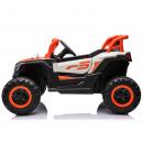 Masinuta electrica pentru copii, 4x4, 12V 7A, 2 locuri, roti EVA off-road, telecomanda parinti, LED, Bluetooth, USB, suspensii, dotari premium,  scaune piele ecologica, culoare portocaliu metalizat, 70 x 111 x 63
