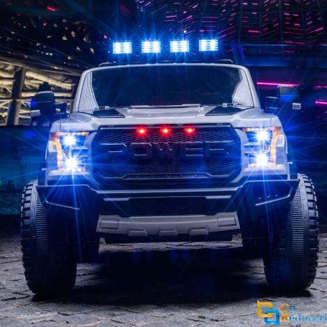 Masinuta electrica pentru copii, dotari premium, 4x4, 2 locuri, 4 motoare 390, roti EVA, scaune piele ecologica, telecomanda parinti 2.4G, bluetooth, LED, suspensii, 12V 7Ah, 134 x 83 x 86 cm, culoare gri 