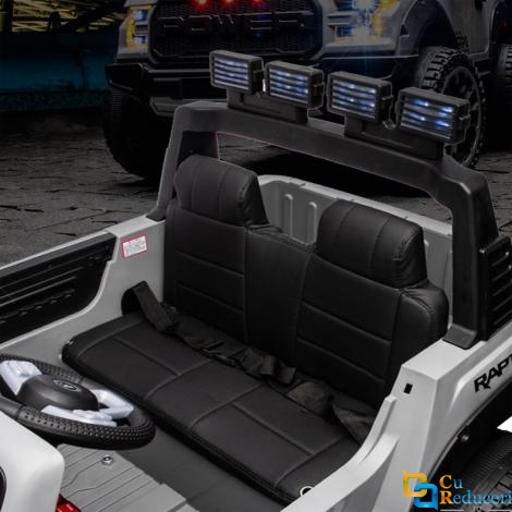 Masinuta electrica pentru copii, dotari premium, 4x4, 2 locuri, 4 motoare 390, roti EVA, scaune piele ecologica, telecomanda parinti 2.4G, bluetooth, LED, suspensii, 12V 7Ah, 134 x 83 x 86 cm, culoare gri 